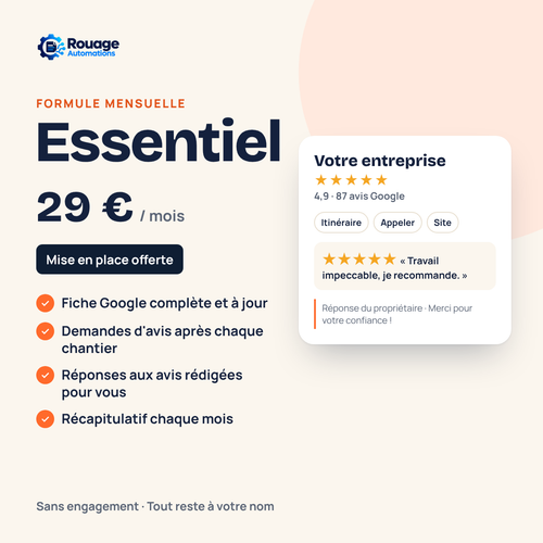 Formule Essentiel Rouage : fiche Google et avis, 29 € par mois